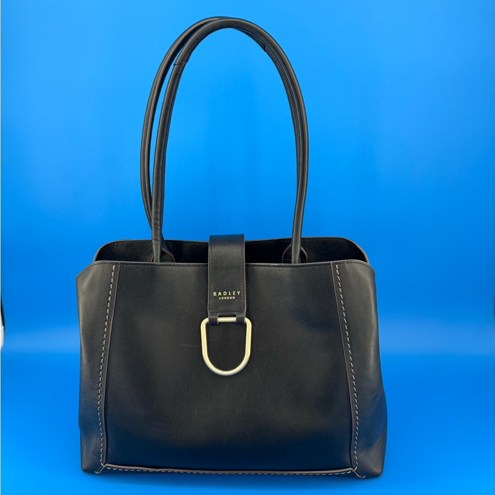 Radley London Black Leather 3- Compartment DRing Tote